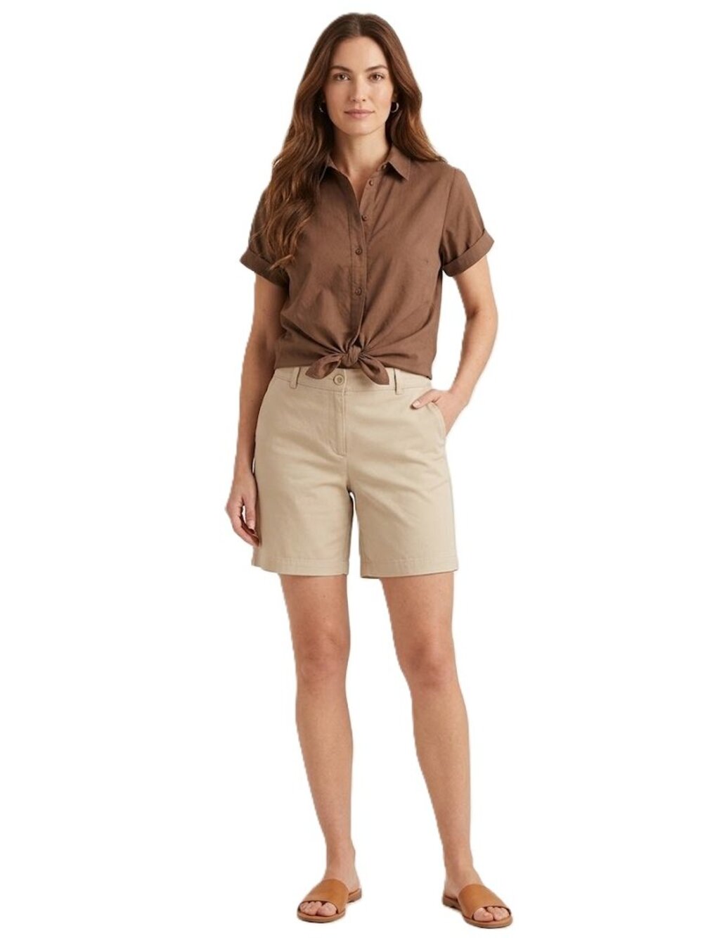 LOFT BEIGE KHAKI ORIGINAL FIT FLAT FRONT POCKETS DRESS SHORTS SZ: 16 100% COTTON